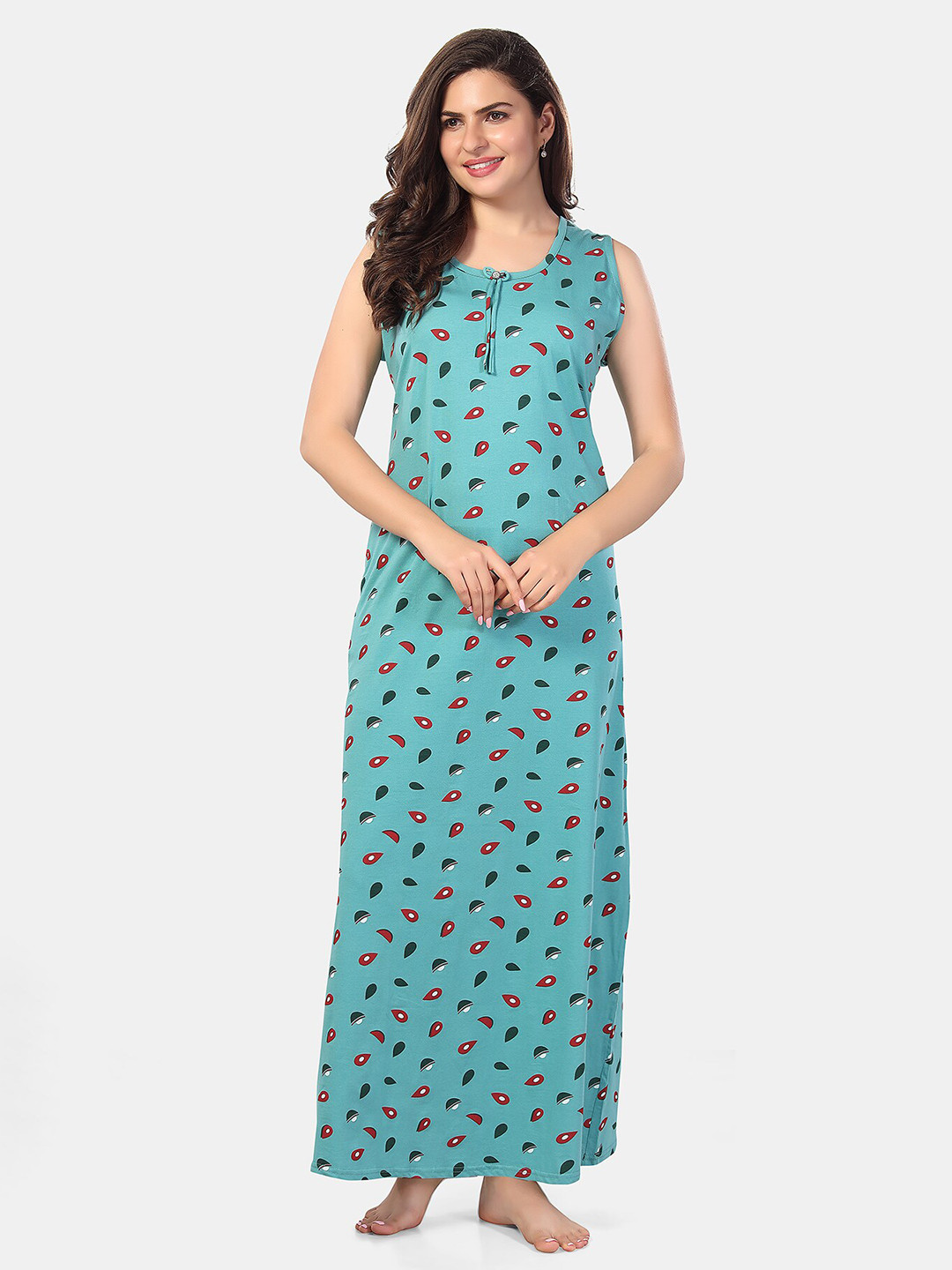 

Be You Conversational Printed Sleeveless Maxi Nightdress, Turquoise blue