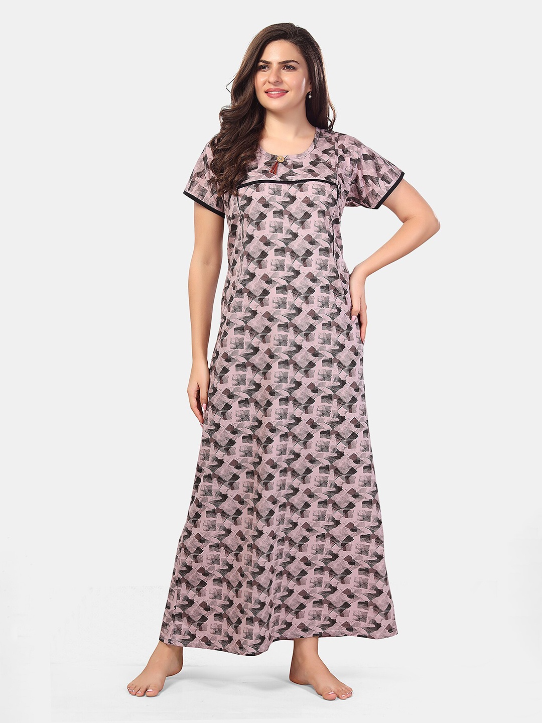 

Be You Printed Maxi Nightdress, Pink