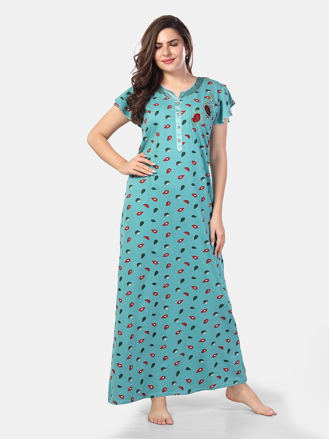 

Be You Printed Maxi Nightdress, Turquoise blue