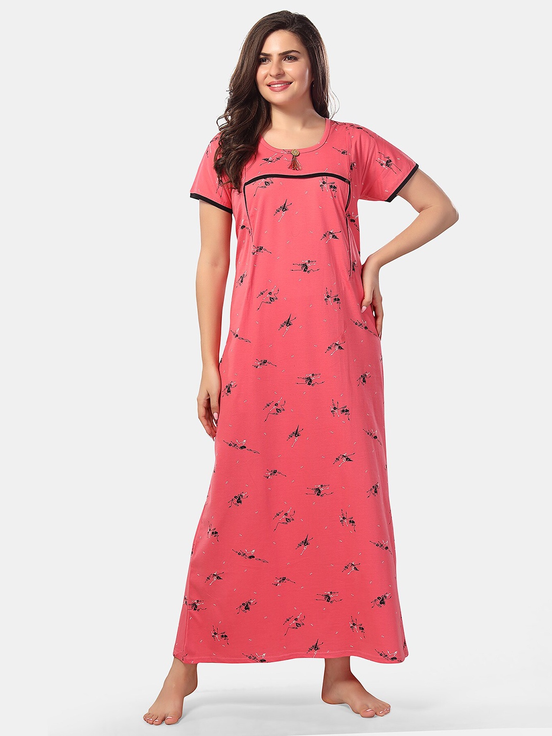 

Be You Conversational Printed Maternity Nightdress, Peach