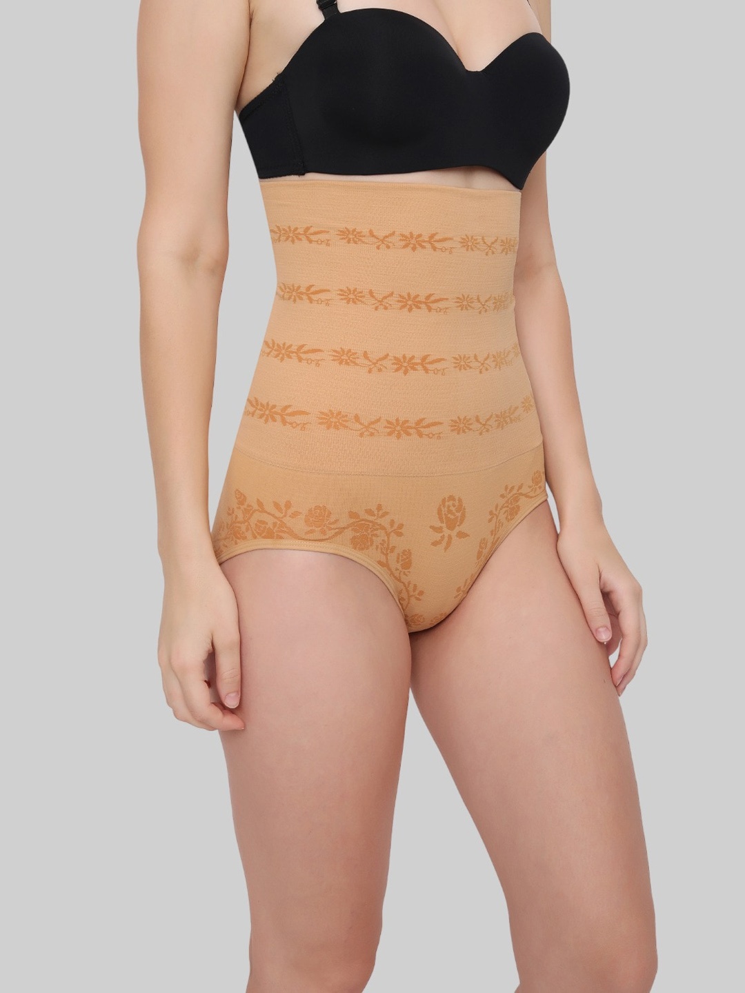 

PLUMBURY Printed Seamless Tummy Shapewear, Beige