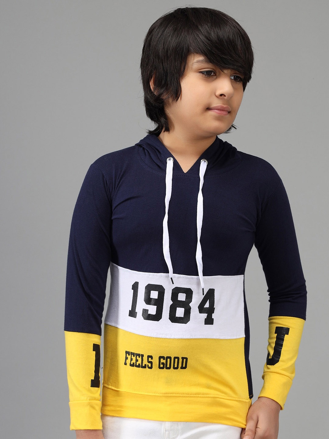 

Nick and Jones Kids Colourblocked Pure Cotton Sweatshirts, Navy blue