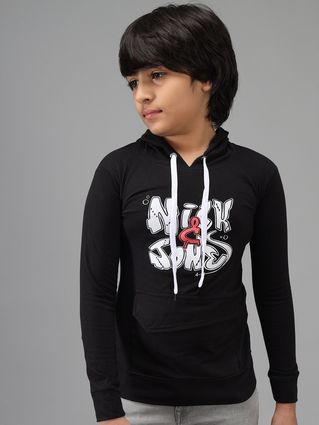 

Nick and Jones Kids Typography Printed Hooded Pure Cotton Sweatshirts, Black