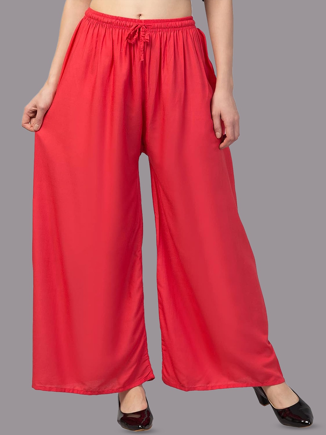 

CHANDERKASH Mid-Rise Wide Leg Palazzos, Red