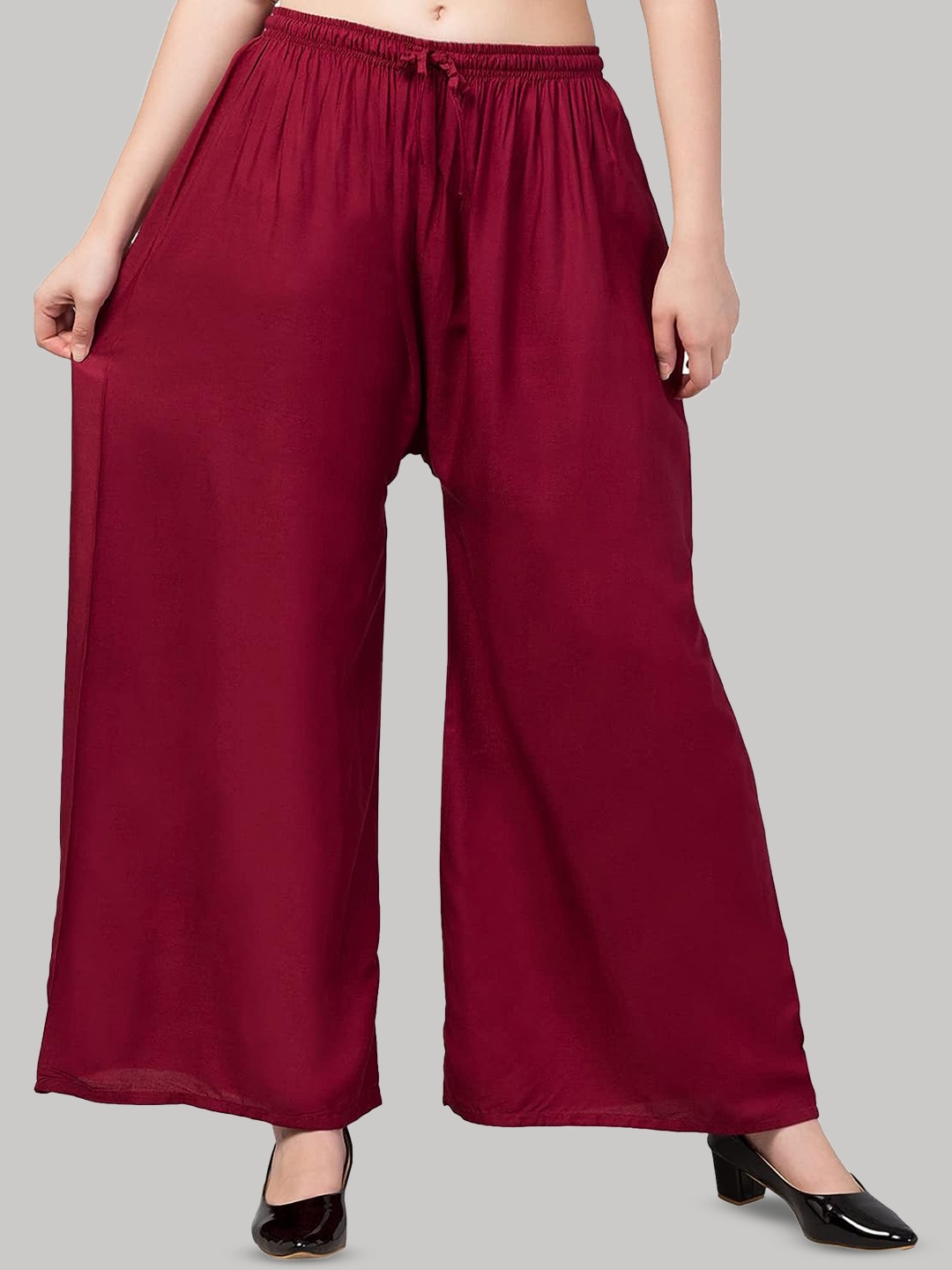 

CHANDERKASH Wide Leg Knitted Palazzos, Maroon