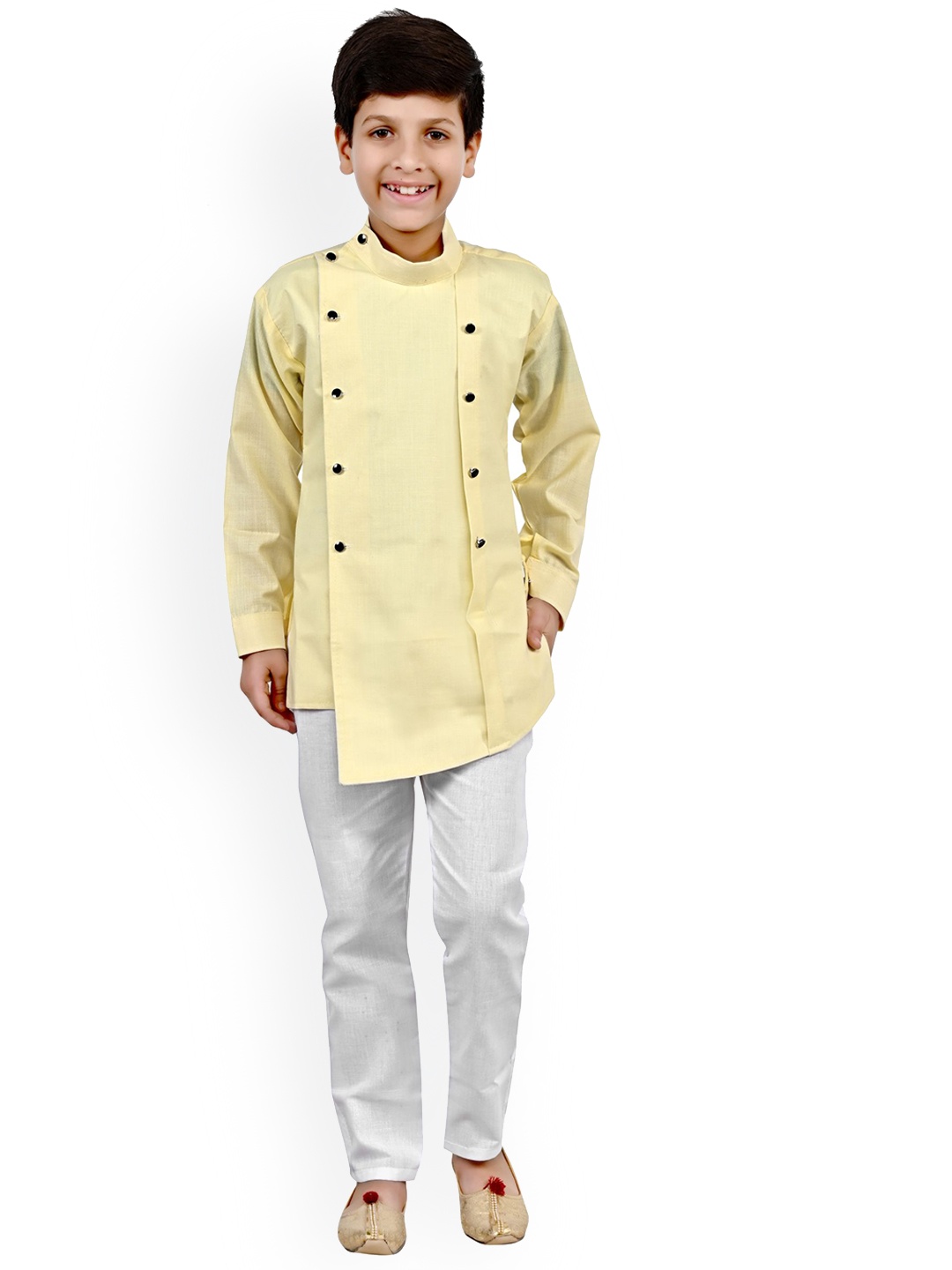 

BAESD Boys Pure Cotton Kurti with Pyjamas, Yellow