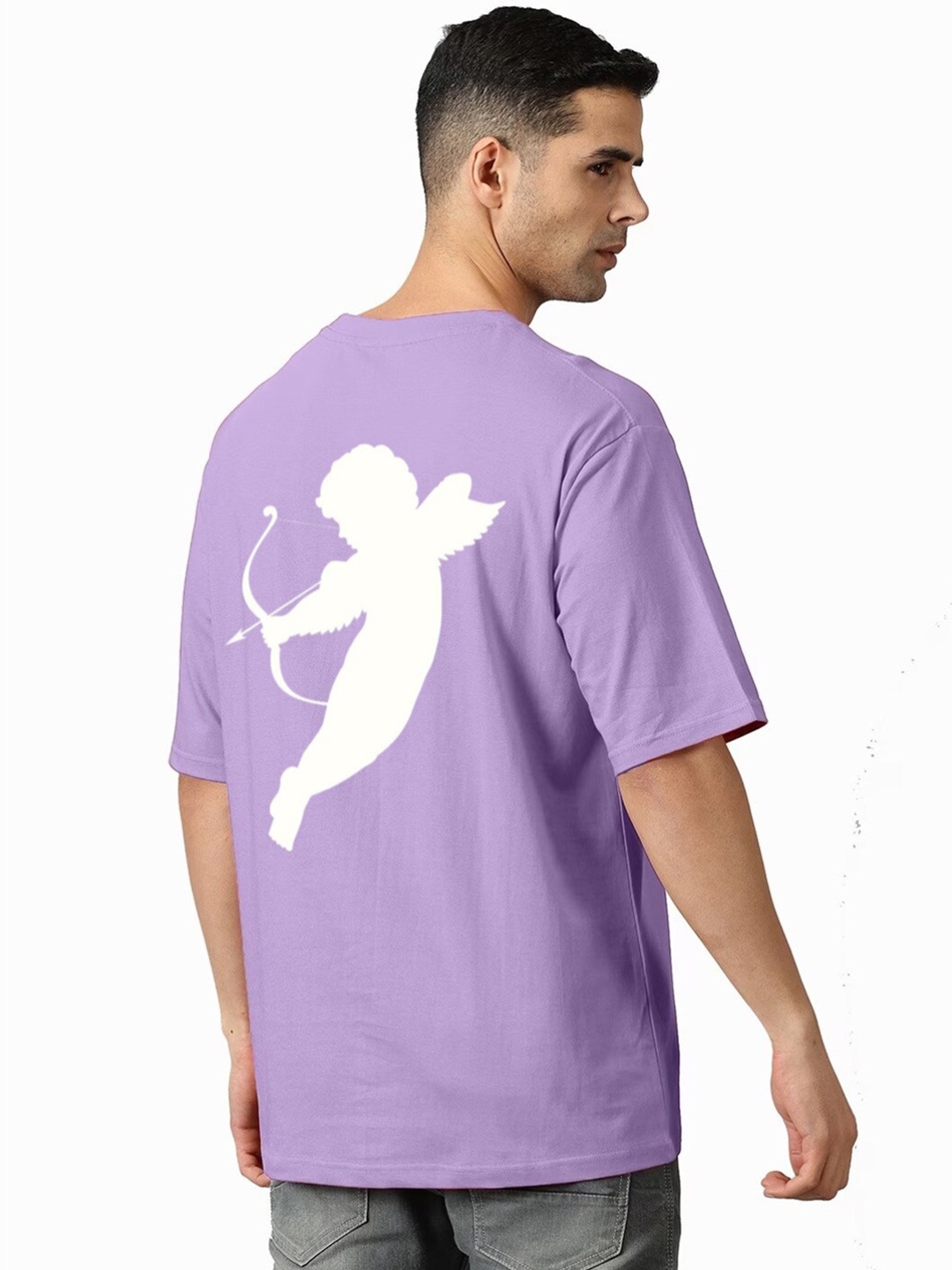 

Elibolz Graphic Printed Oversized Cotton T-Shirt, Lavender
