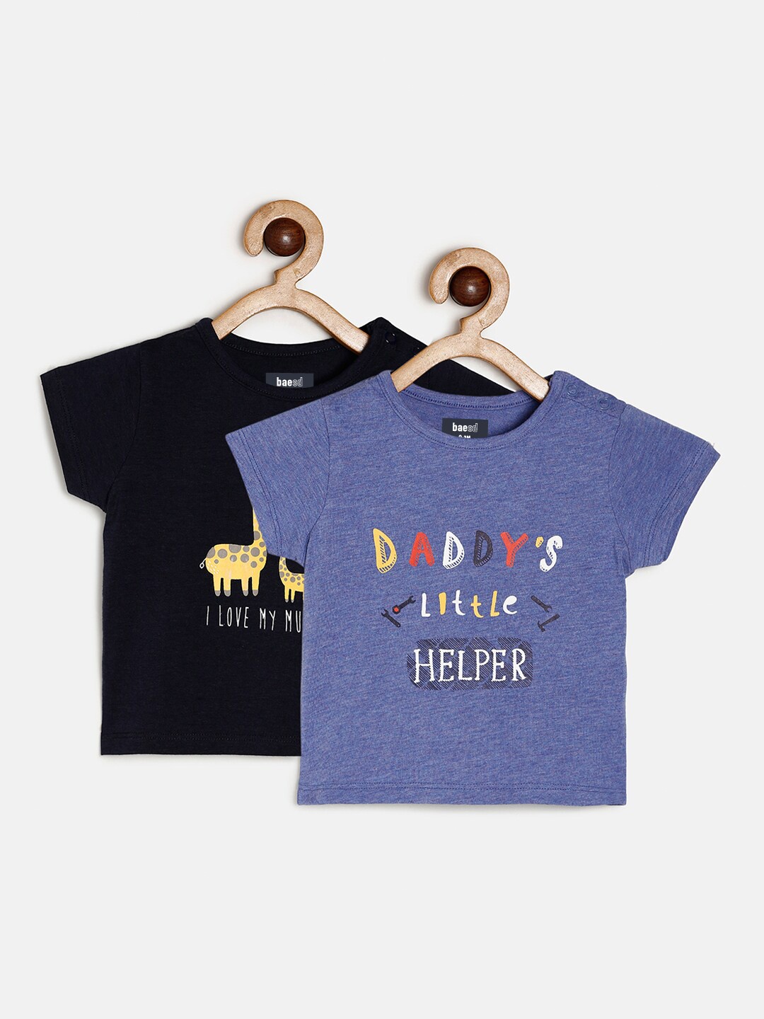 

BAESD Infant Kids Pack Of 2 Typography Printed Bamboo T-shirts, Purple
