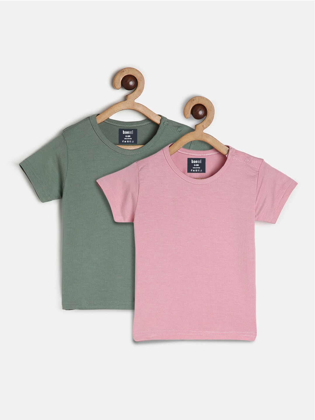 

BAESD Infants Pack Of 2 Round Neck T-shirts, Pink