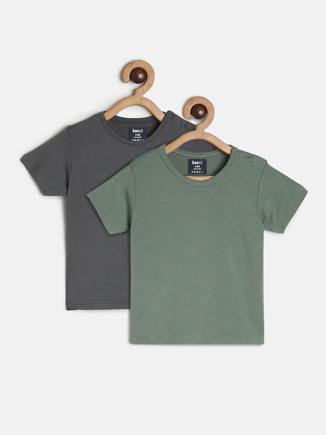 

BAESD Infants Pack Of 2 Round Neck T-shirts, Green