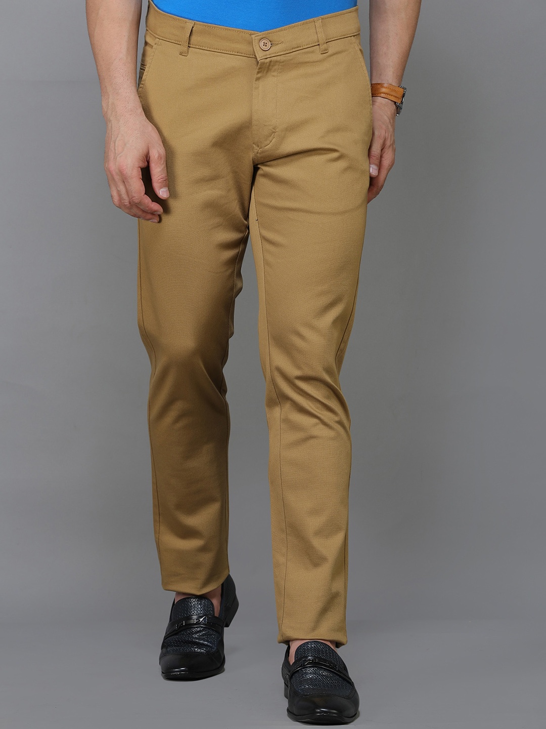 

TQS Men Smart Slim Fit Pure Cotton Chinos, Khaki