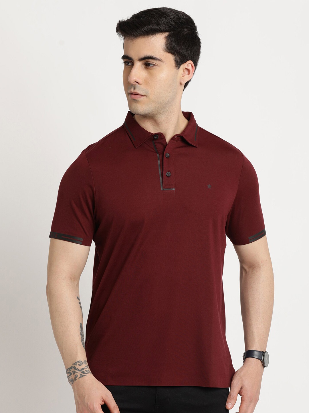 

Turtle Slim Fit Polo Collar Cotton T-shirt, Maroon