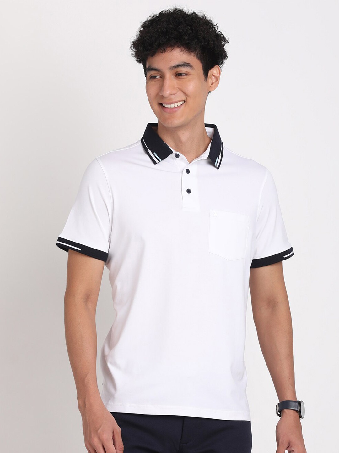 

Turtle Slim Fit Polo Collar Cotton T-shirt, White