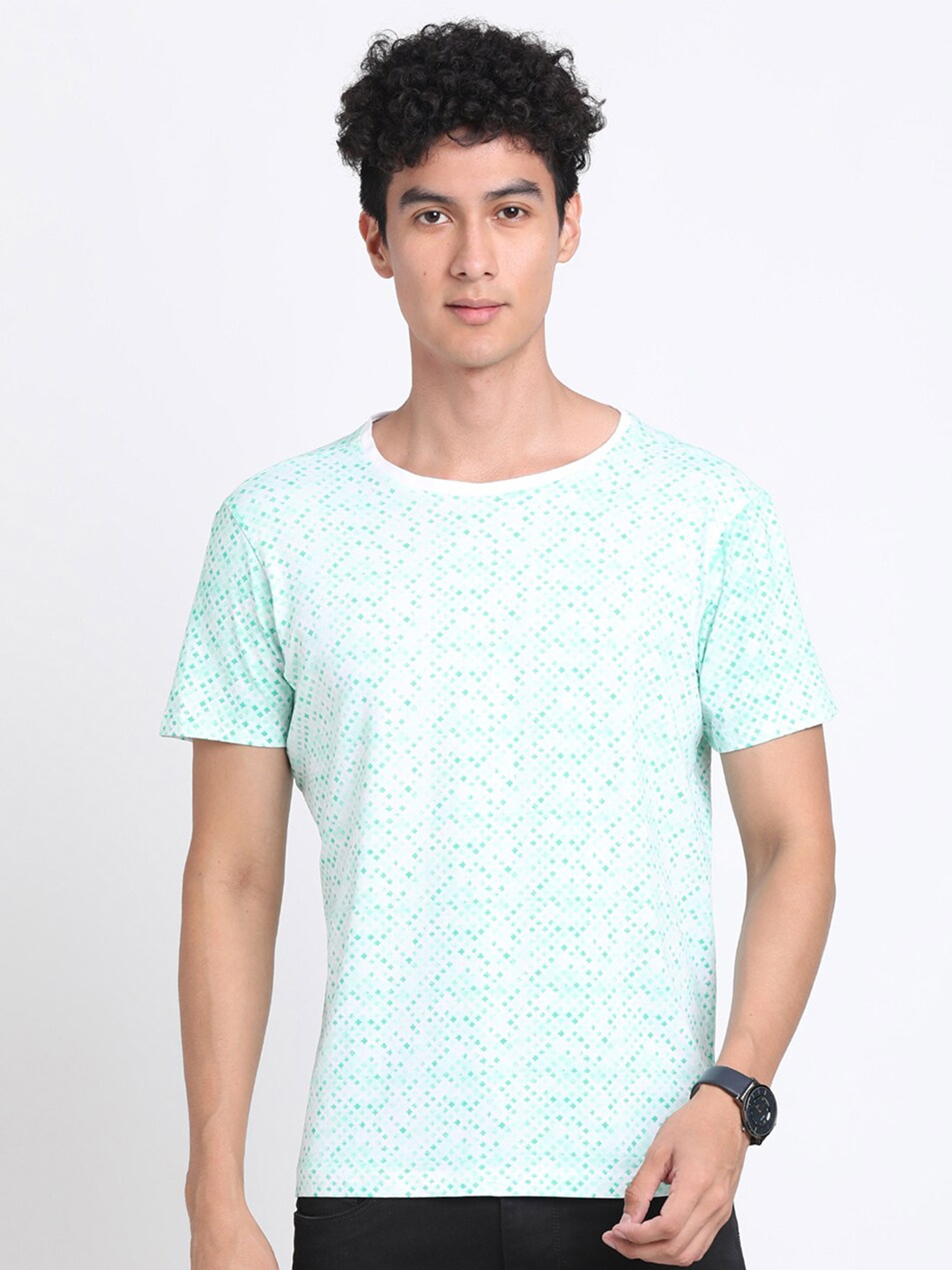 

Turtle Abstract Printed Short Sleeves Slim Fit Cotton T-shirt, Blue