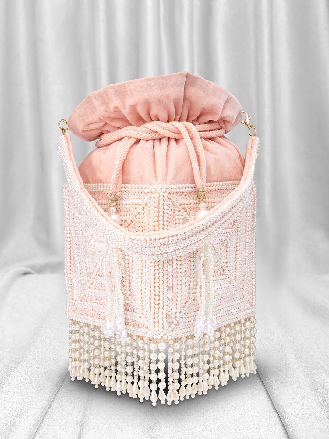 

Peora Embellished Potli Clutch, Pink