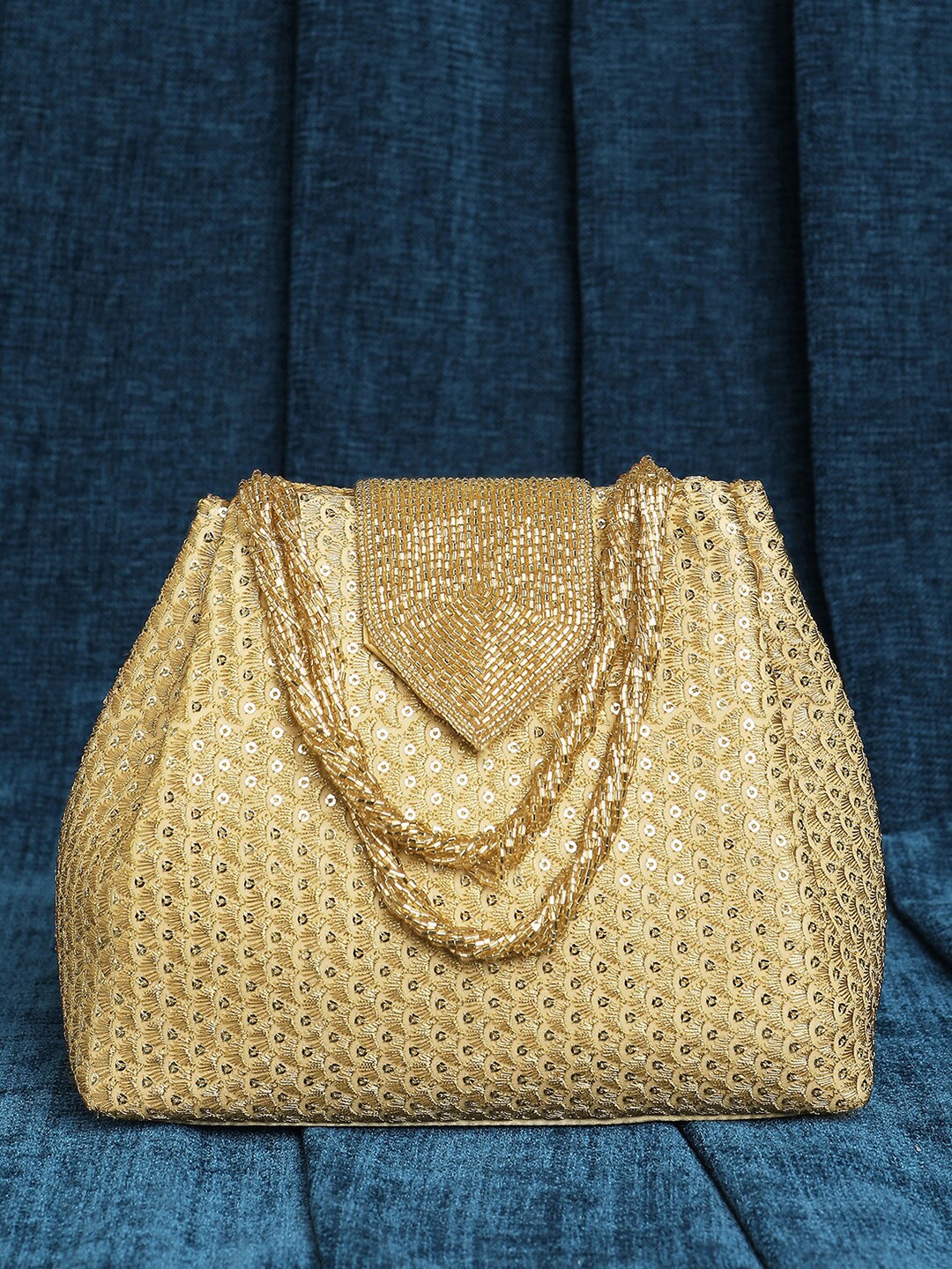 

Peora Embroidered Potli Clutch, Gold