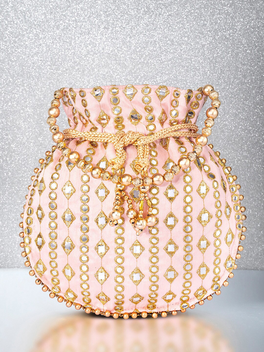 

Peora Embellished Potli Clutch, Pink