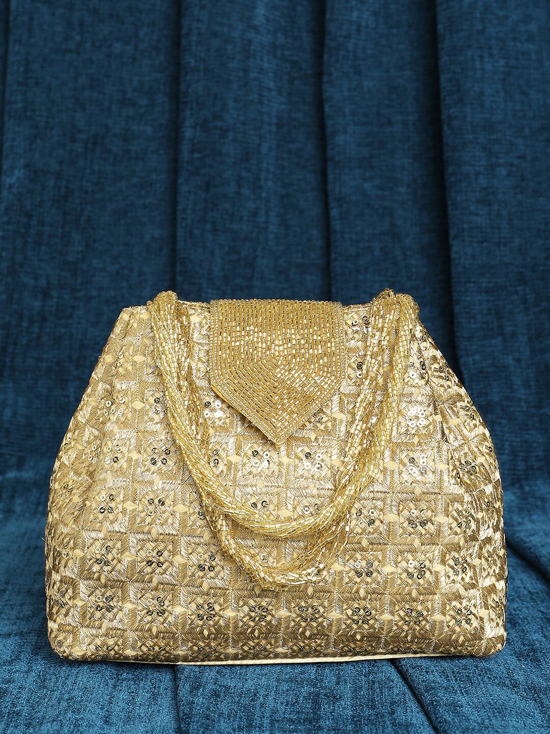 

Peora Embellished Potli Clutch, Gold