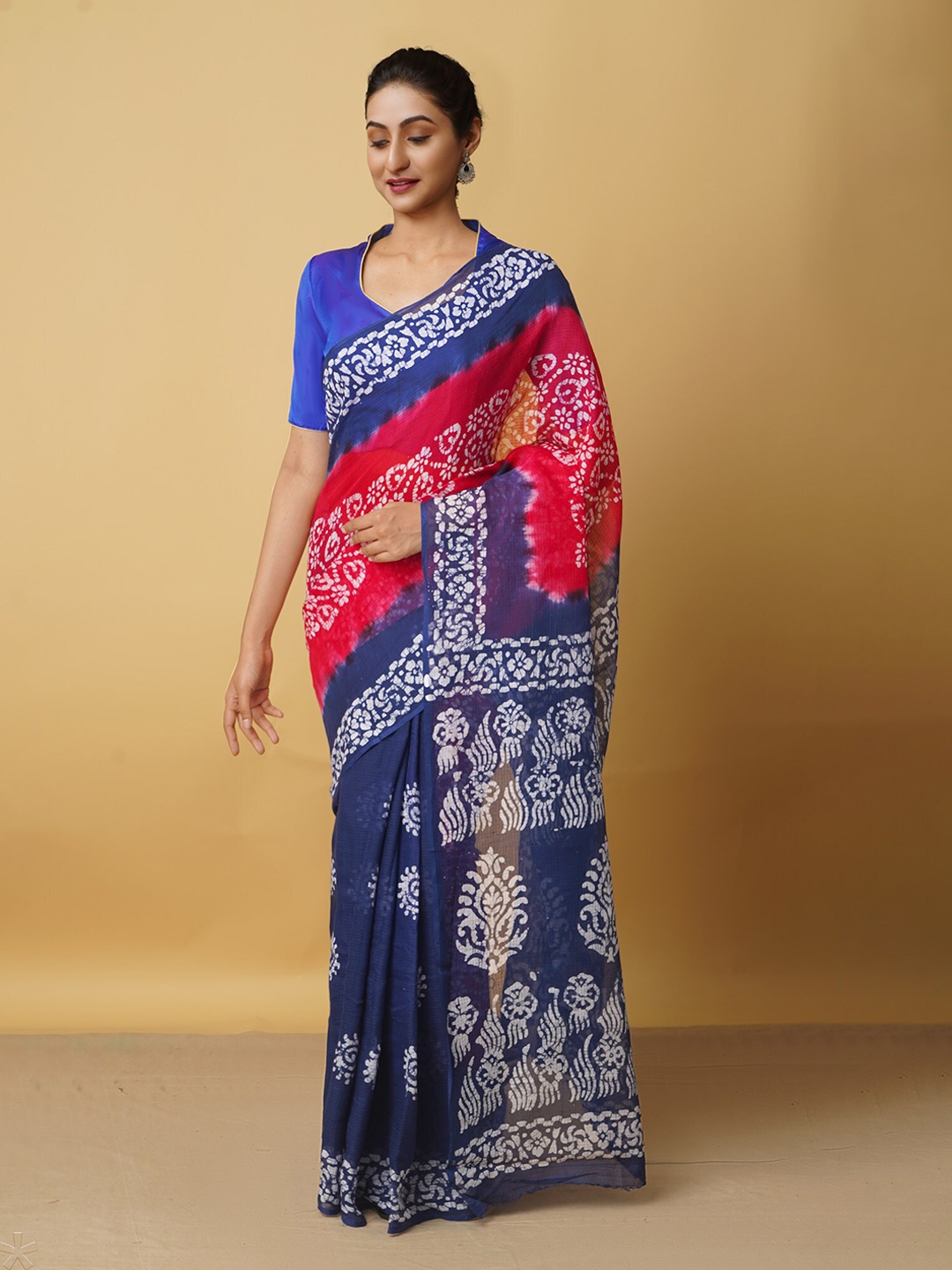 

Unnati Silks Batik Pure Cotton Handloom Kota Saree, Grey