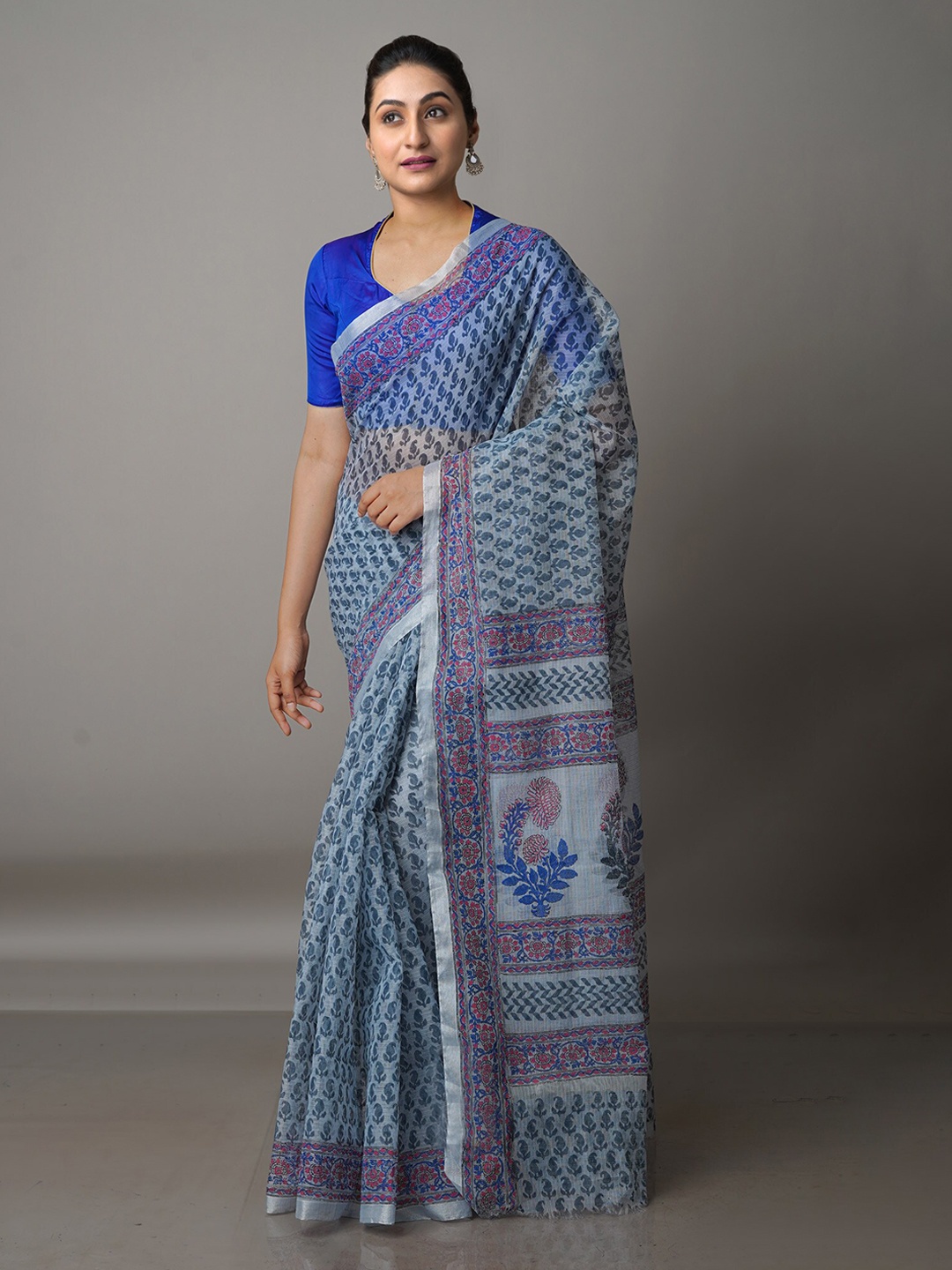 

Unnati Silks Ethnic Motifs Pure Cotton Kota Saree, Grey