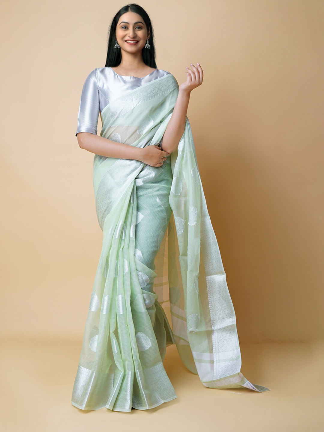 

Unnati Silks Floral Woven Design Zari Banarasi Saree, Green