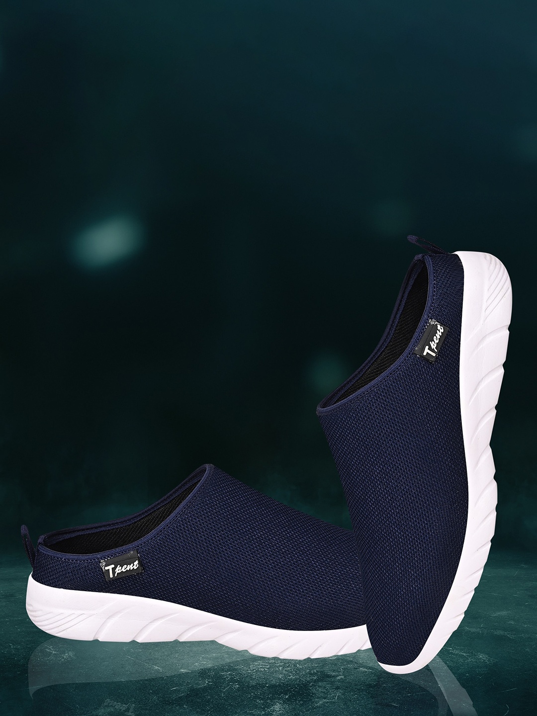 

TPENT Women Textured Lightweight Mule Sneakers, Navy blue