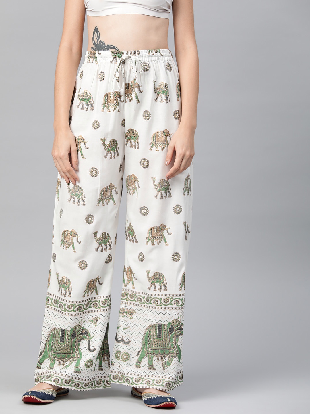 

Readiprint Women Ethnic Motifs Printed Palazzos, White