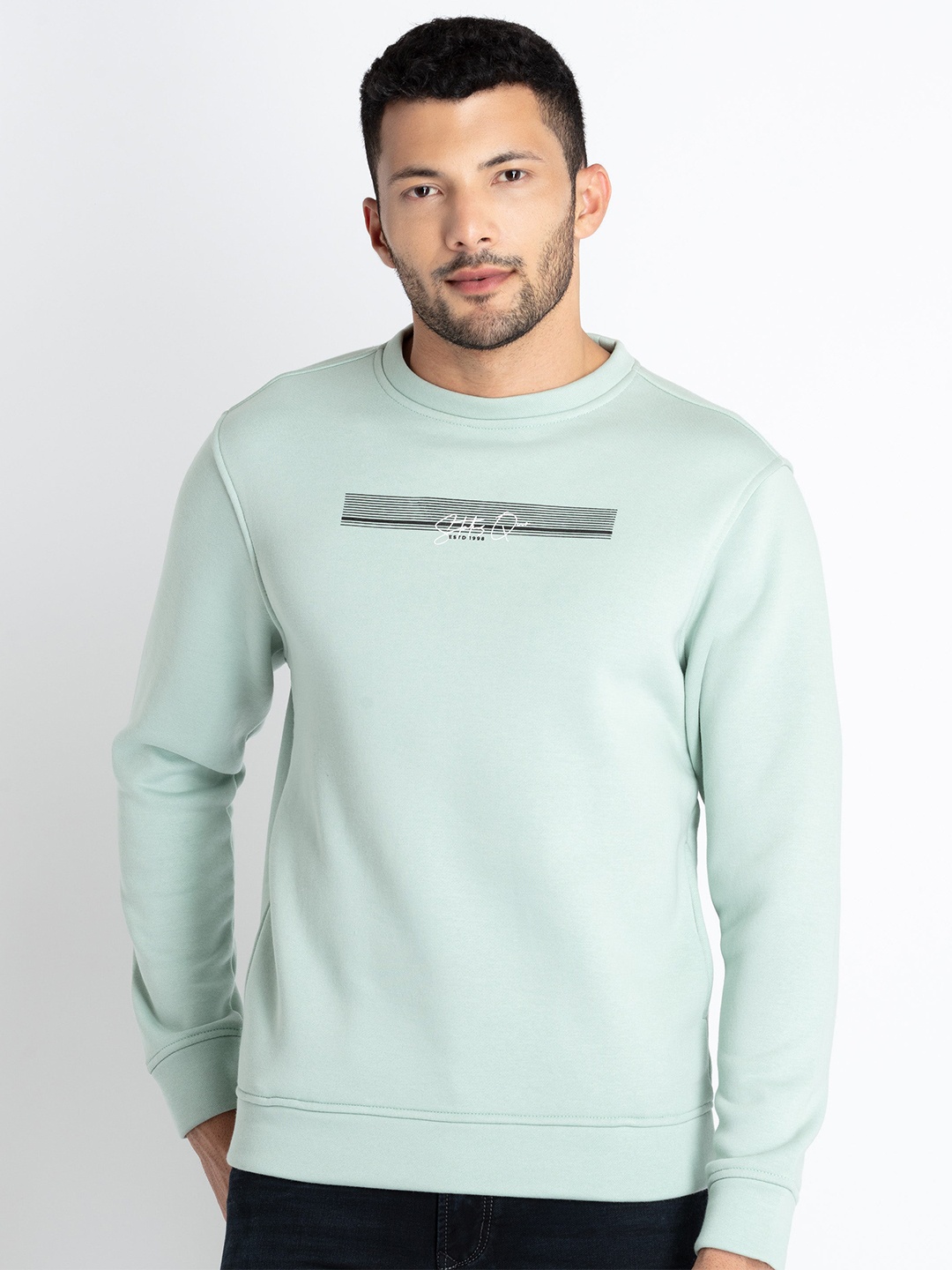 

Status Quo Graphic Printed Cotton Sweatshirt, Green