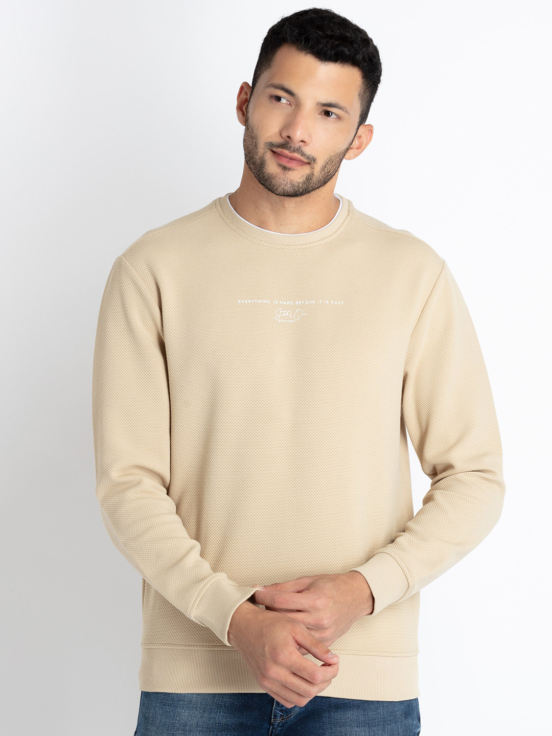 

Status Quo Cotton Pullover Sweatshirt, Beige