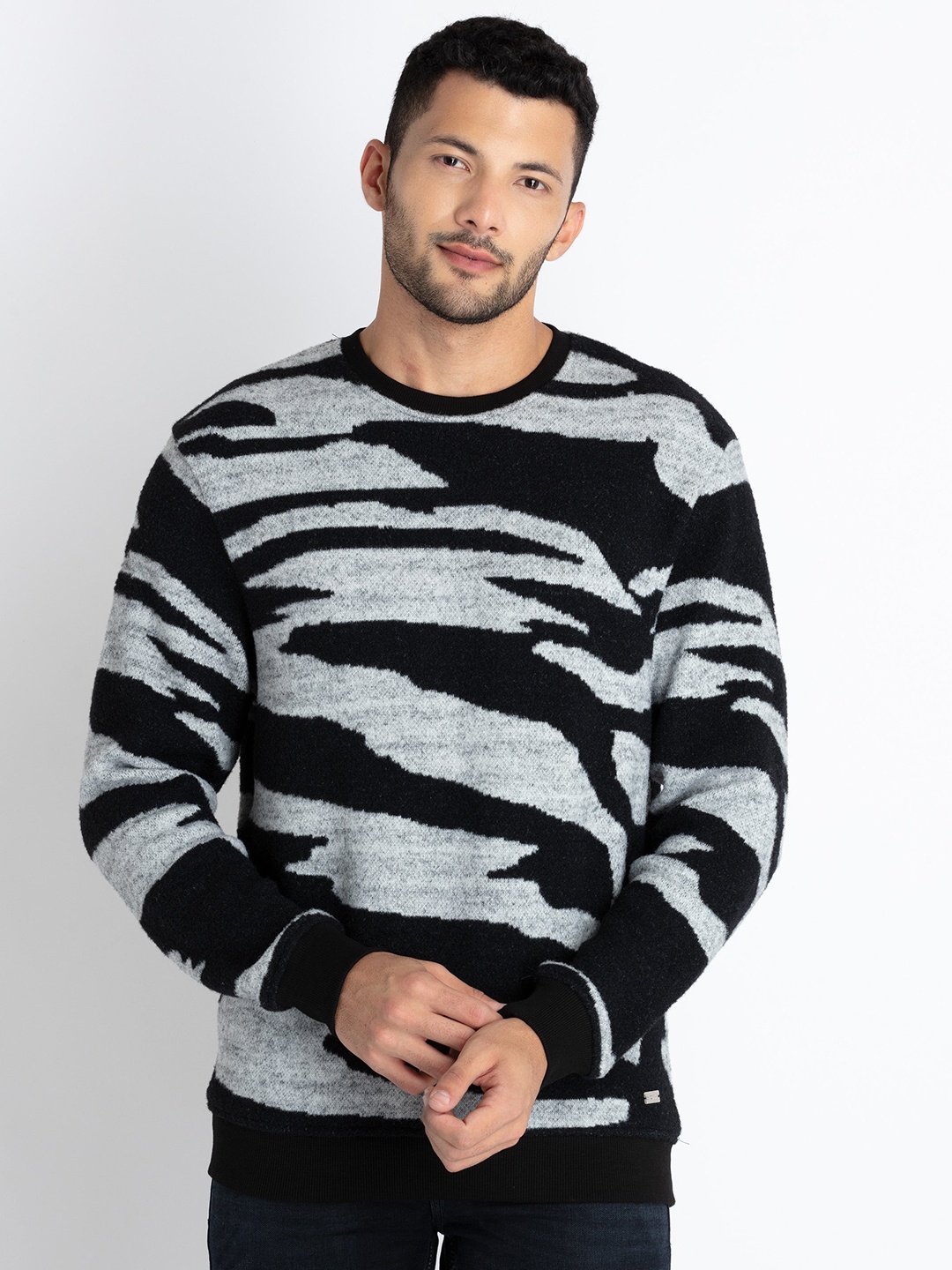 

Status Quo Abstract Printed Pullover Sweatshirt, Black