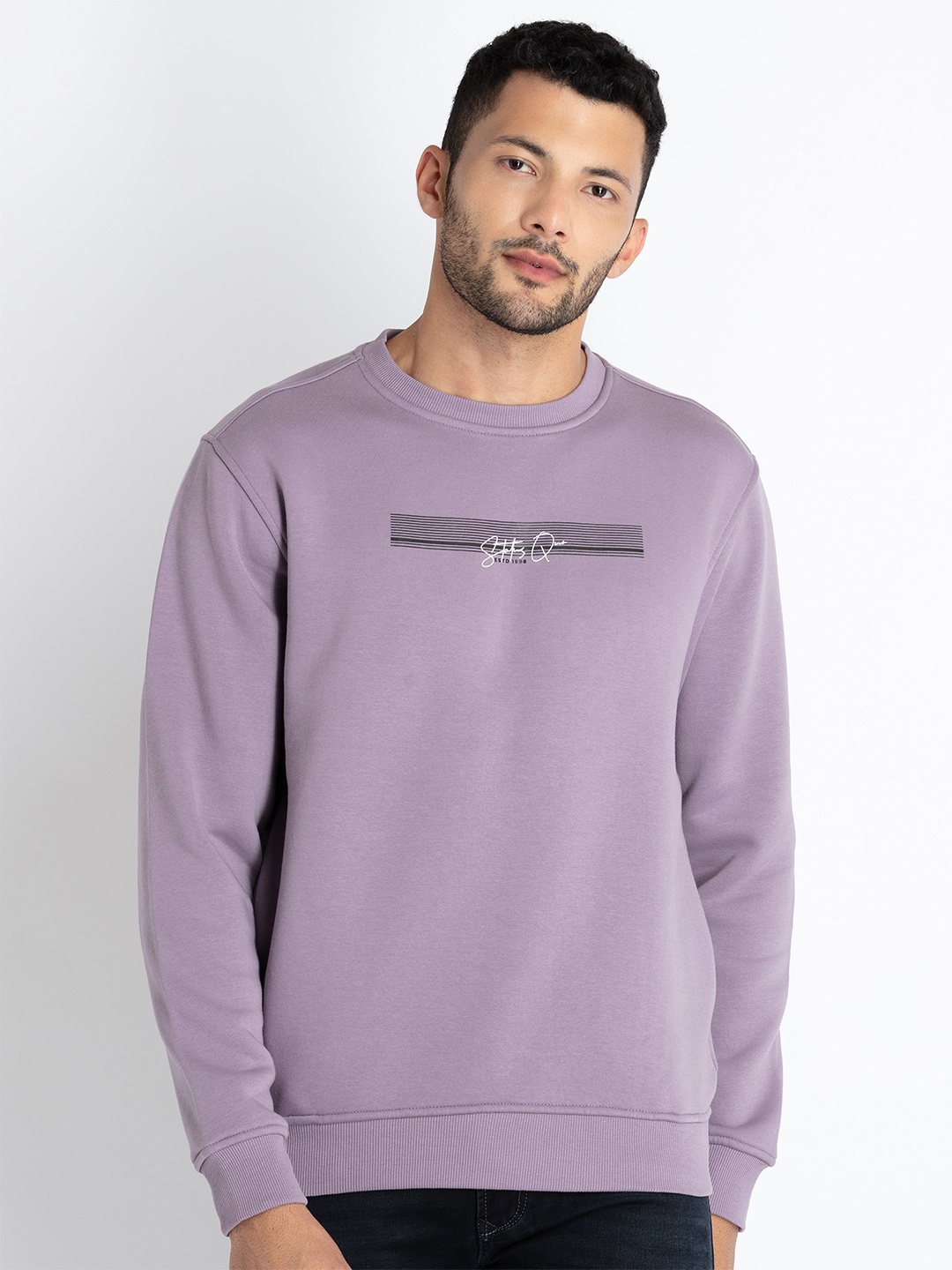 

Status Quo Round Neck Cotton Pullover Sweatshirt, Lavender