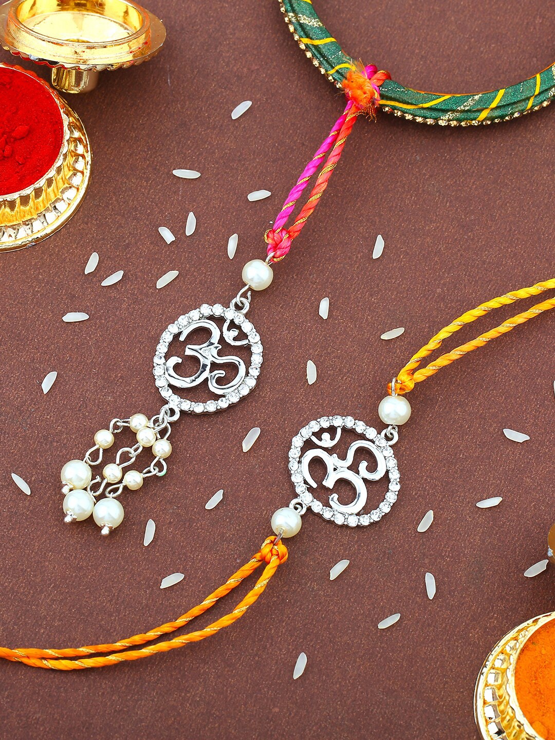 

Estele Set Of 2 Bhaiya Bhabhi Rakhi, Silver