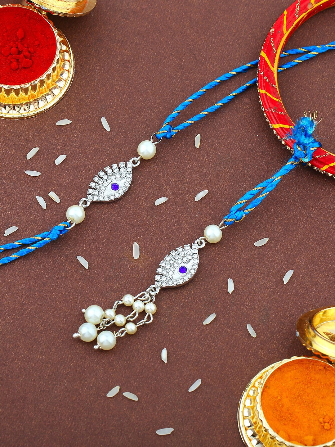 

Estele Set Of 2 Bhaiya Bhabhi Rakhi, Silver