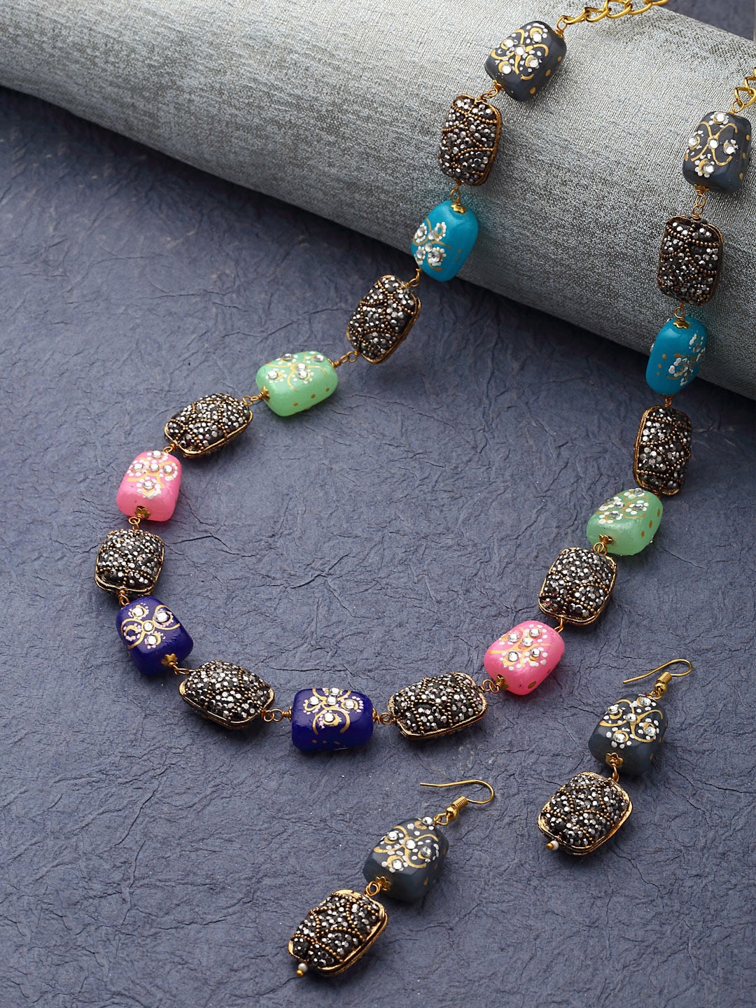

PANASH Gold-Plated Stone-Studded Jewellery Set