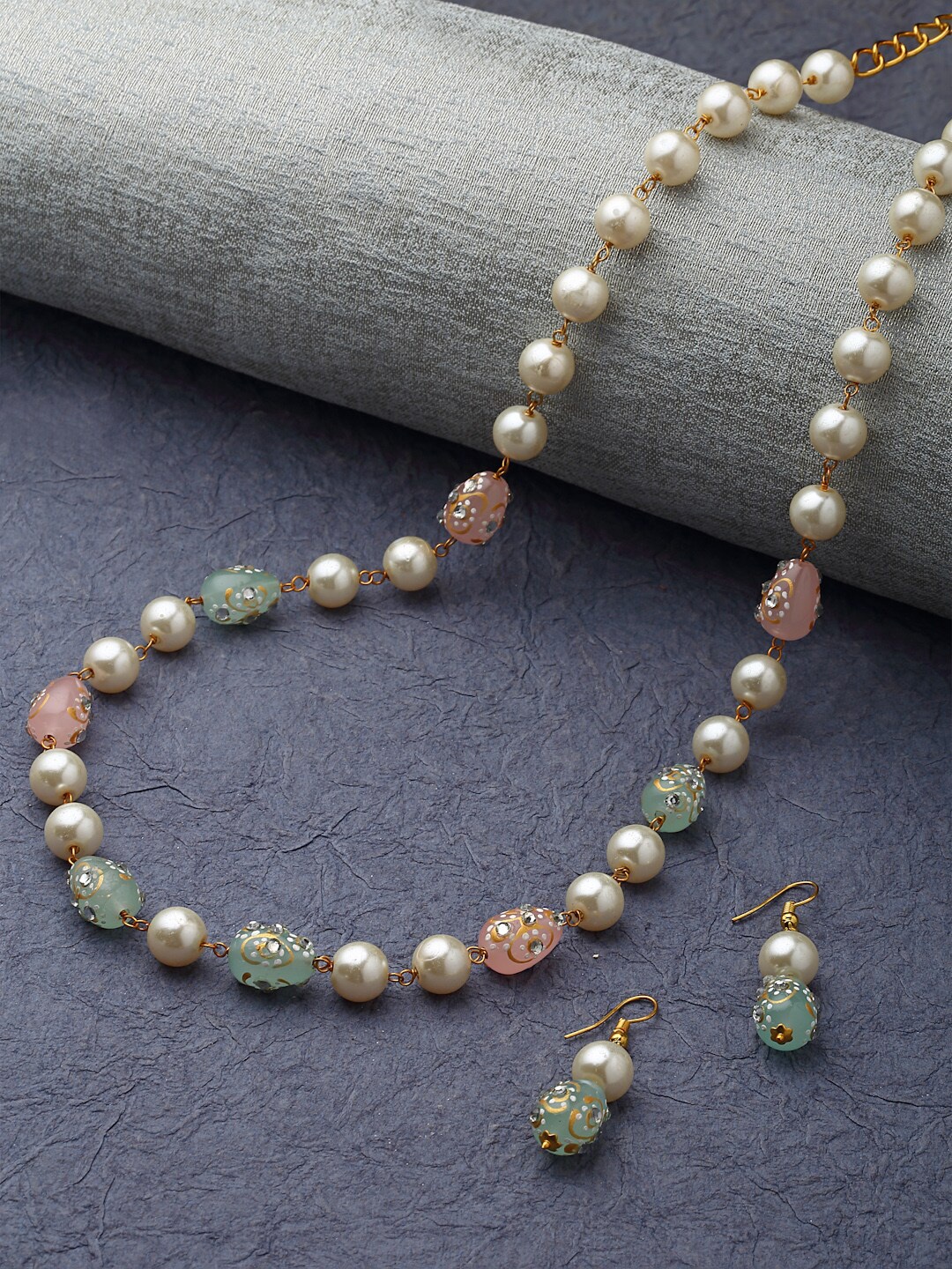 

PANASH Gold-Plated Stones & Beads Studded Jewellery Set