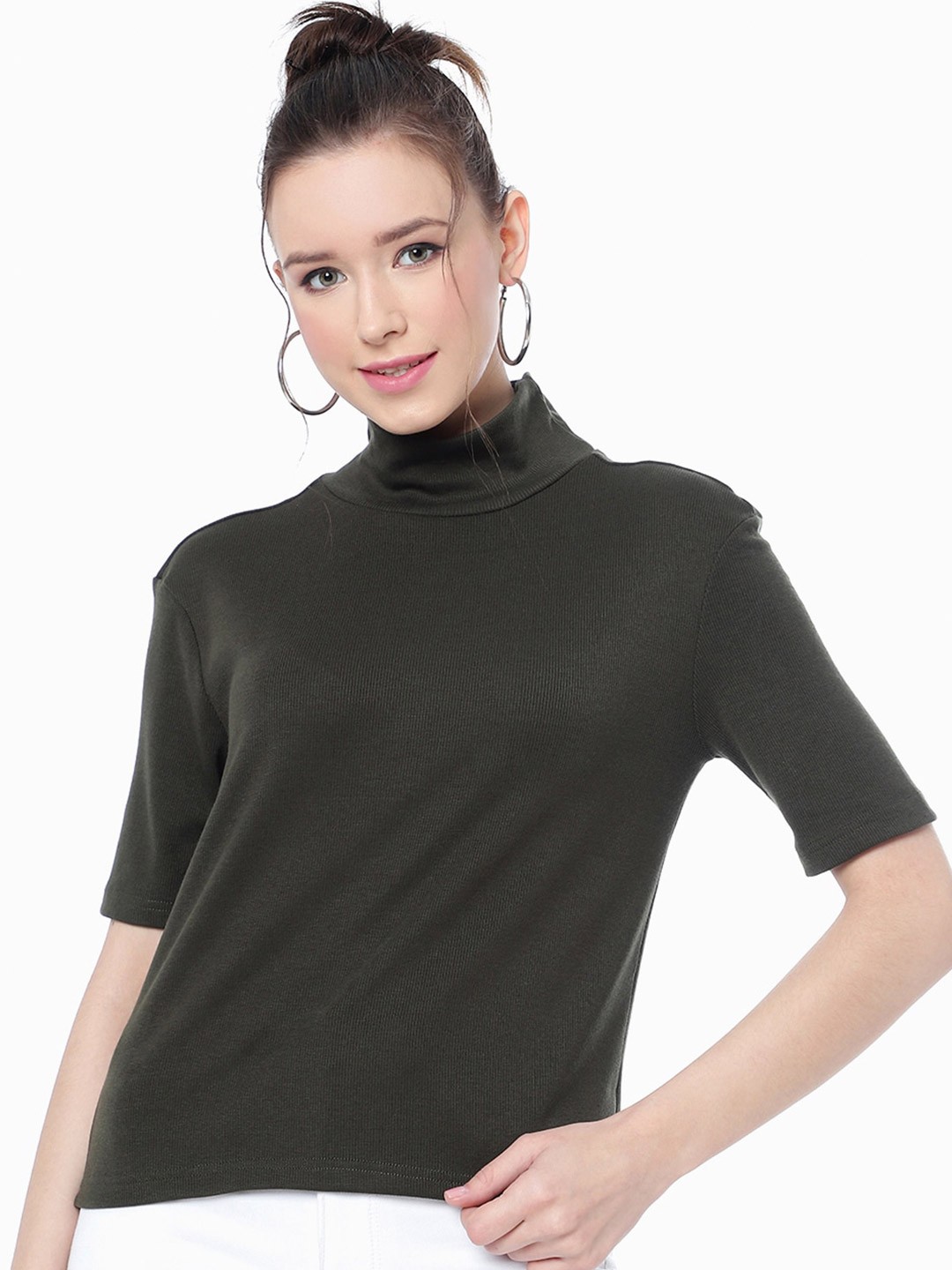 

CLEMIRA High Neck Regular Top, Green