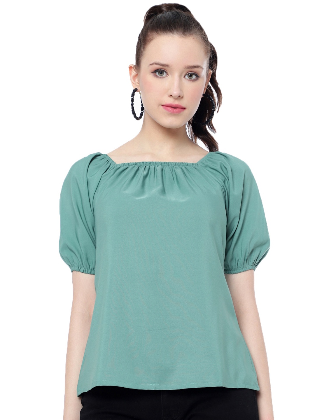 

CLEMIRA Puff Sleeve Top, Teal