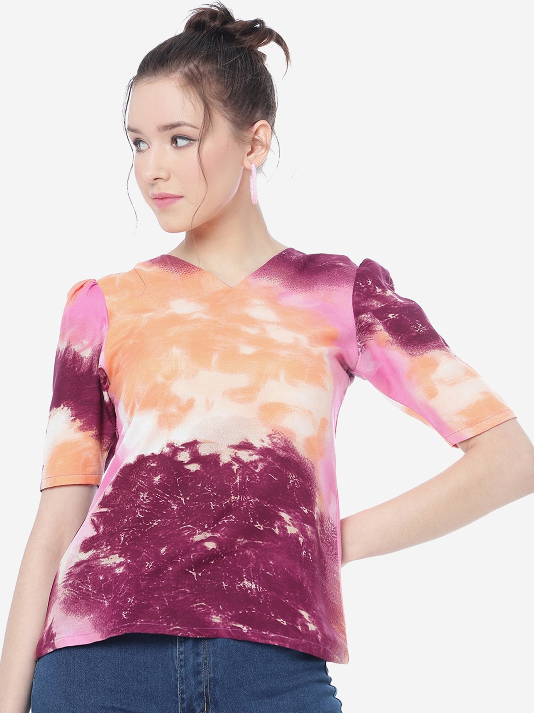 

CLEMIRA Tie and Dye Top, Purple