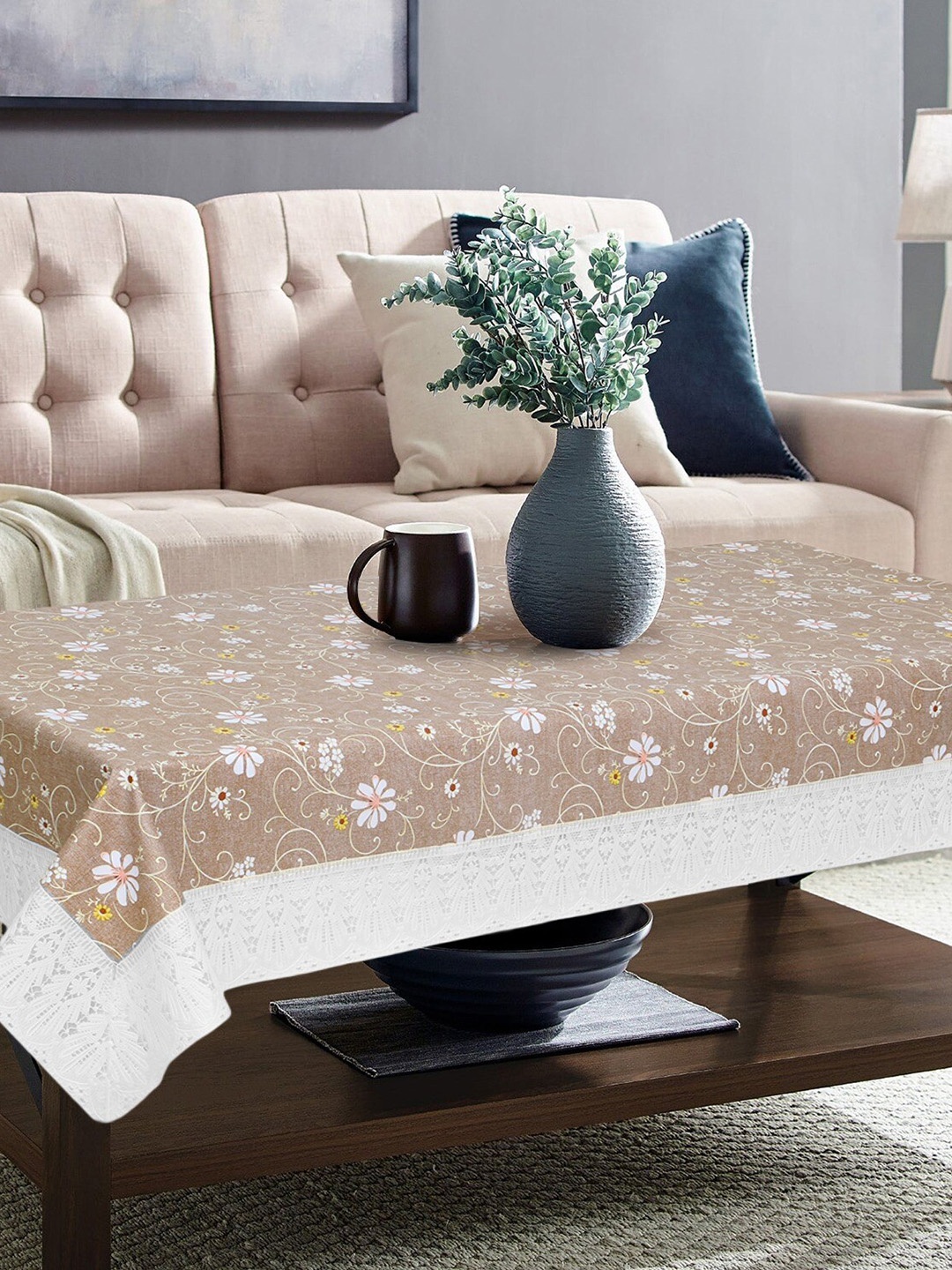 

Dakshya Industries Brown & White Printed 4-Seater Table Cover
