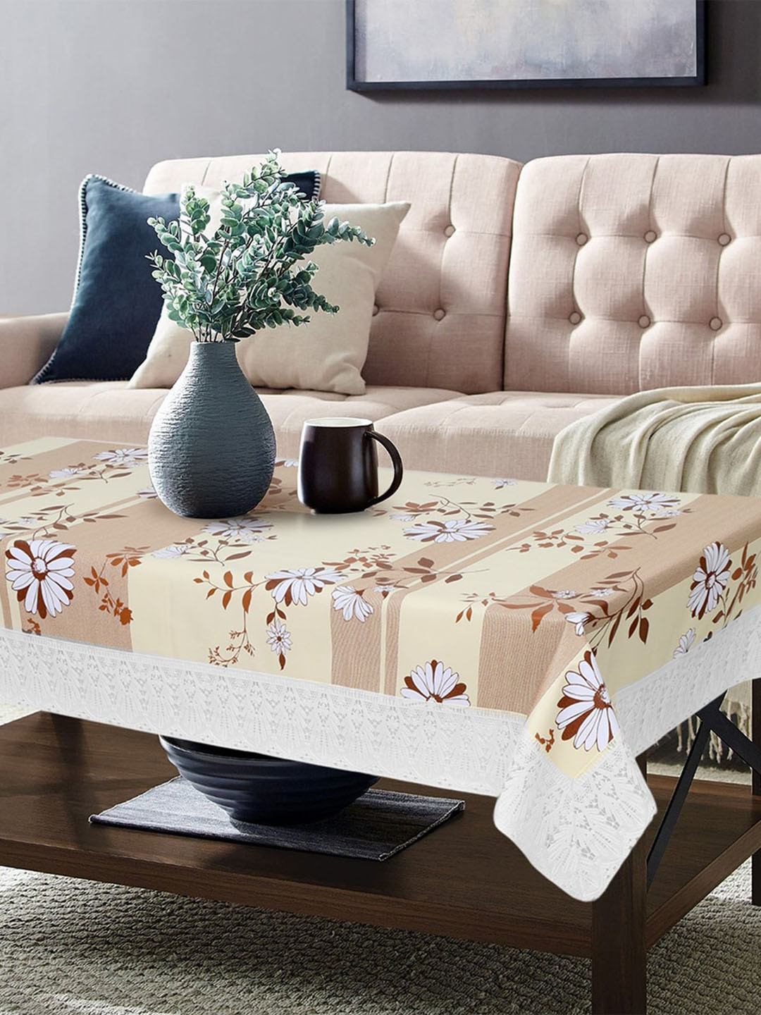 

Dakshya Industries Beige & Yellow Printed 4 Seater Table Cover