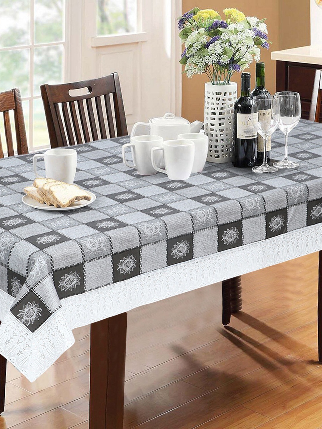 

Dakshya Industries Grey Checked 6-Seater Table Cover