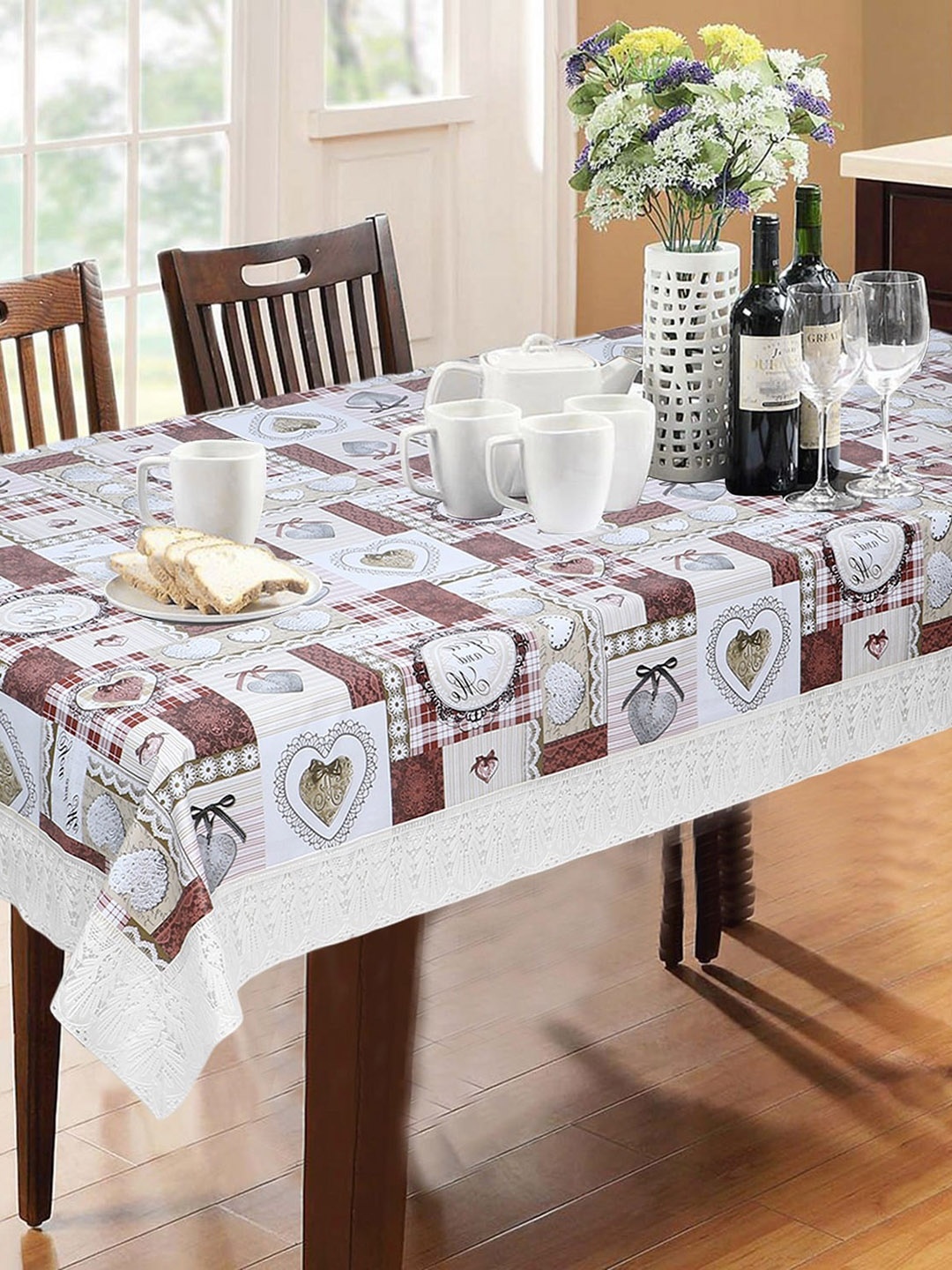 

Dakshya Industries Brown & White Printed 6-Seater Table Cover