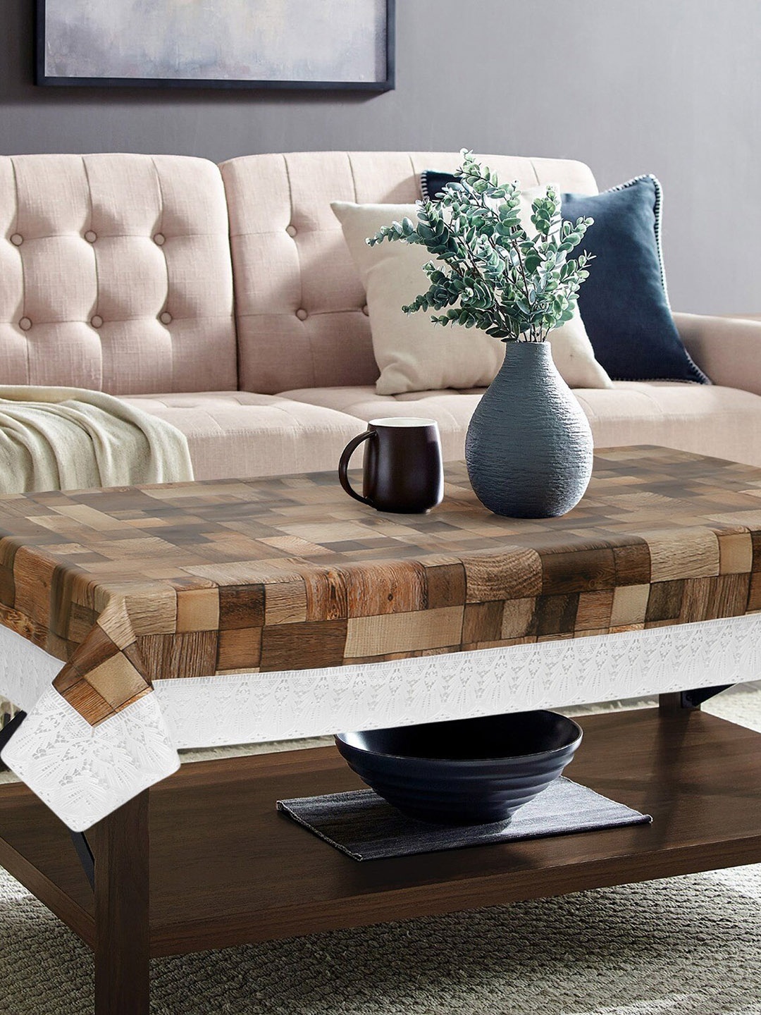 

Dakshya Industries Brown Checked 4-Seater Table Cover