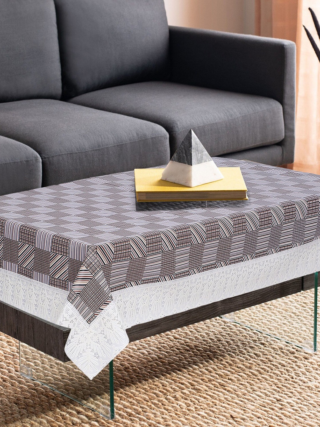 

Dakshya Industries Grey Checked 4-Seater Table Cover