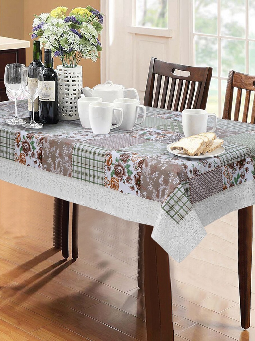 

Dakshya Industries Green & White Printed 6-Seater Table Cover