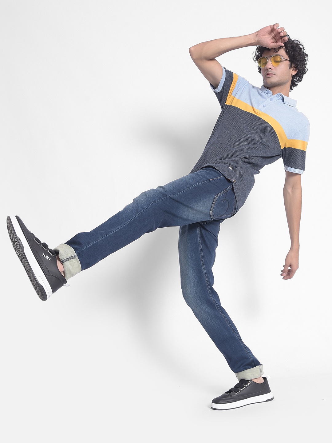 

Crimsoune Club Colourblocked Polo Collar Slim Fit T-shirt, Blue