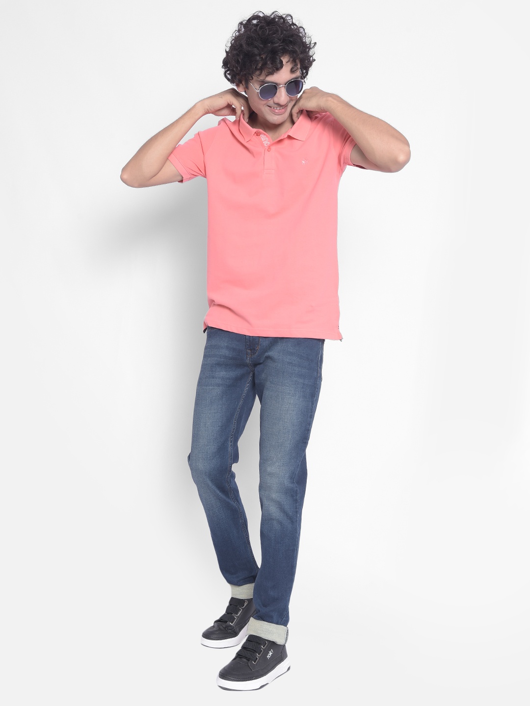

Crimsoune Club Polo Collar Slim Fit T-shirt, Pink