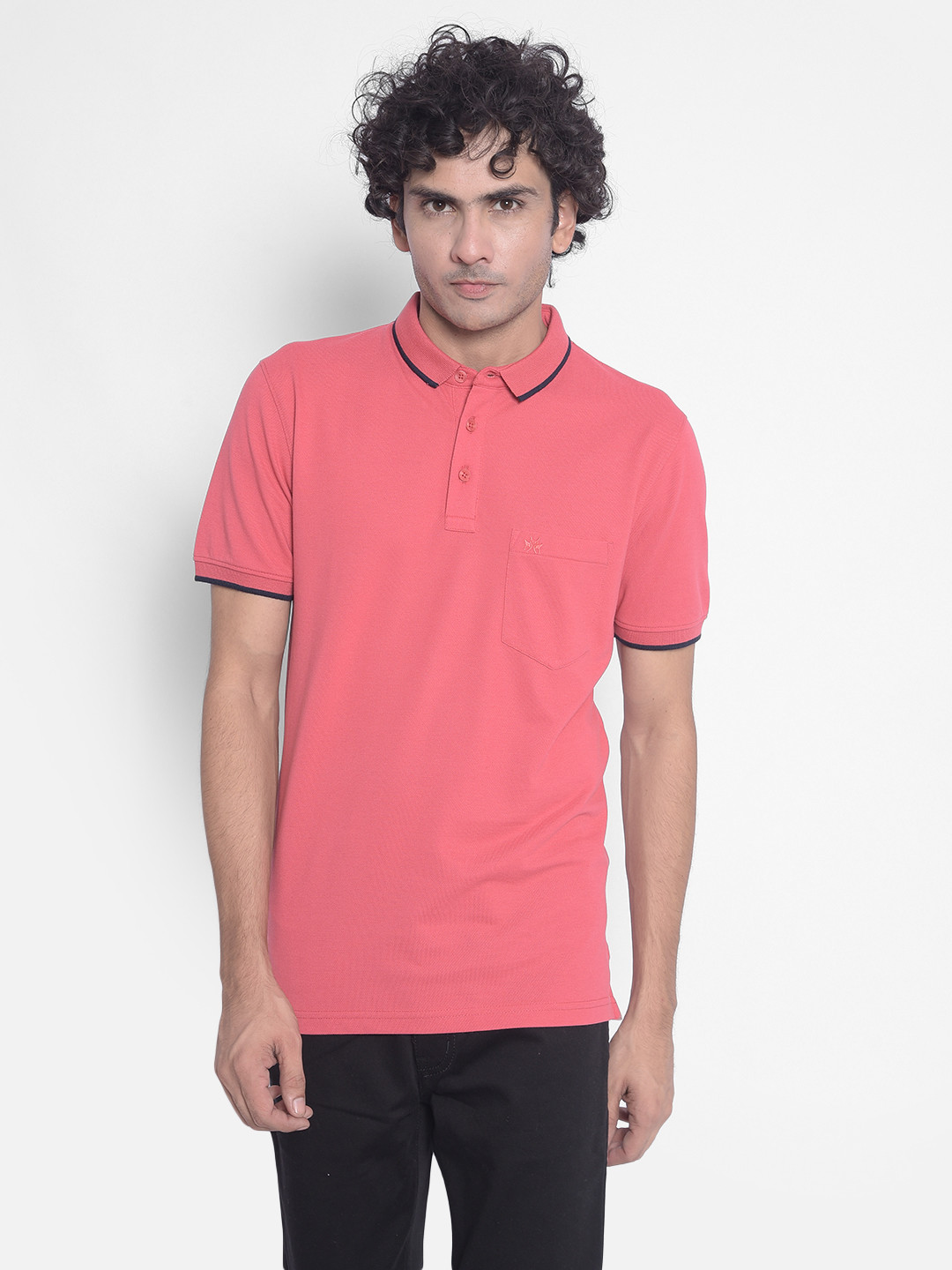 

Crimsoune Club Polo Collar Slim Fit T-shirt, Pink