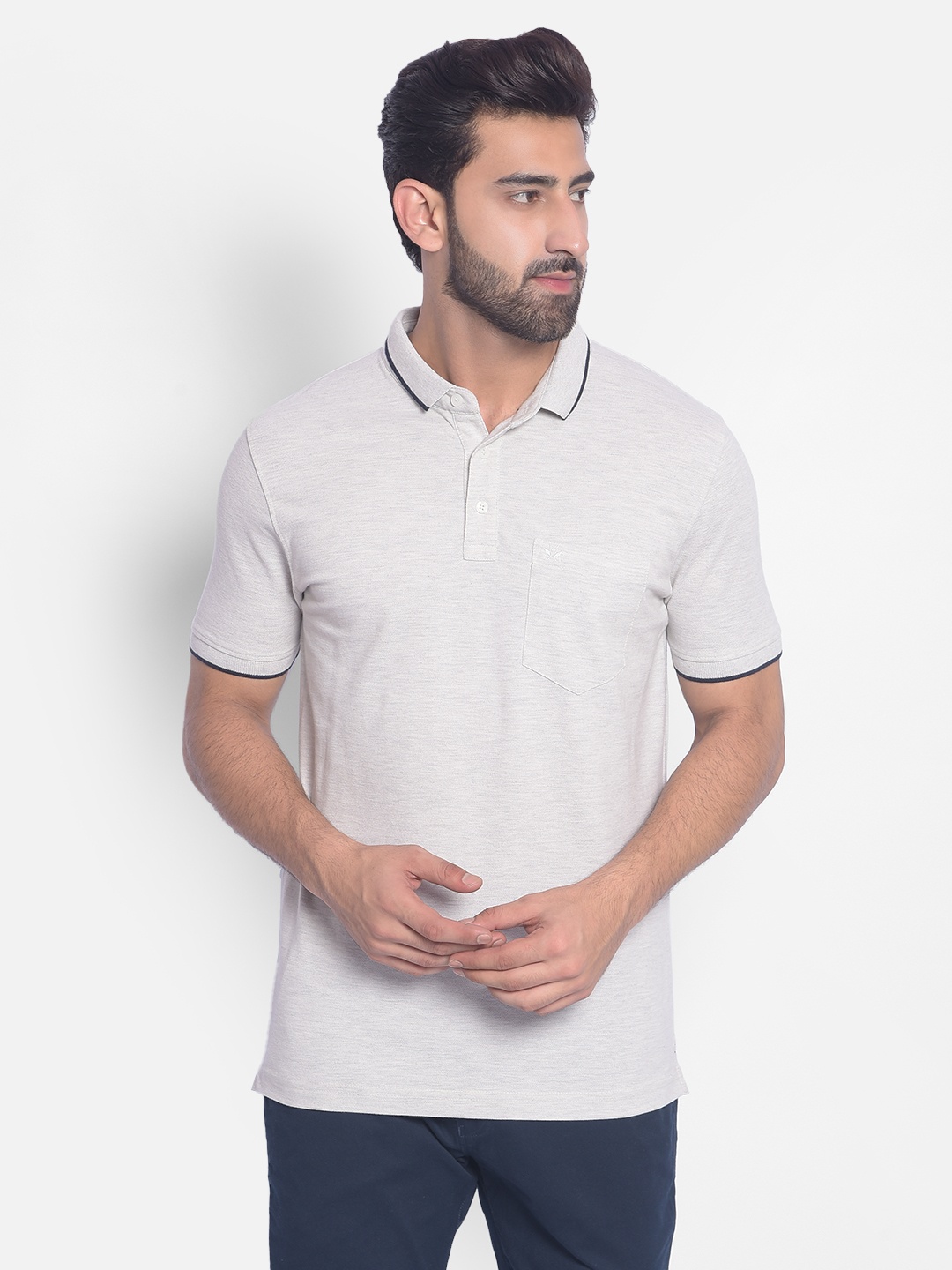 

Crimsoune Club Polo Collar Slim Fit T-shirt, Grey
