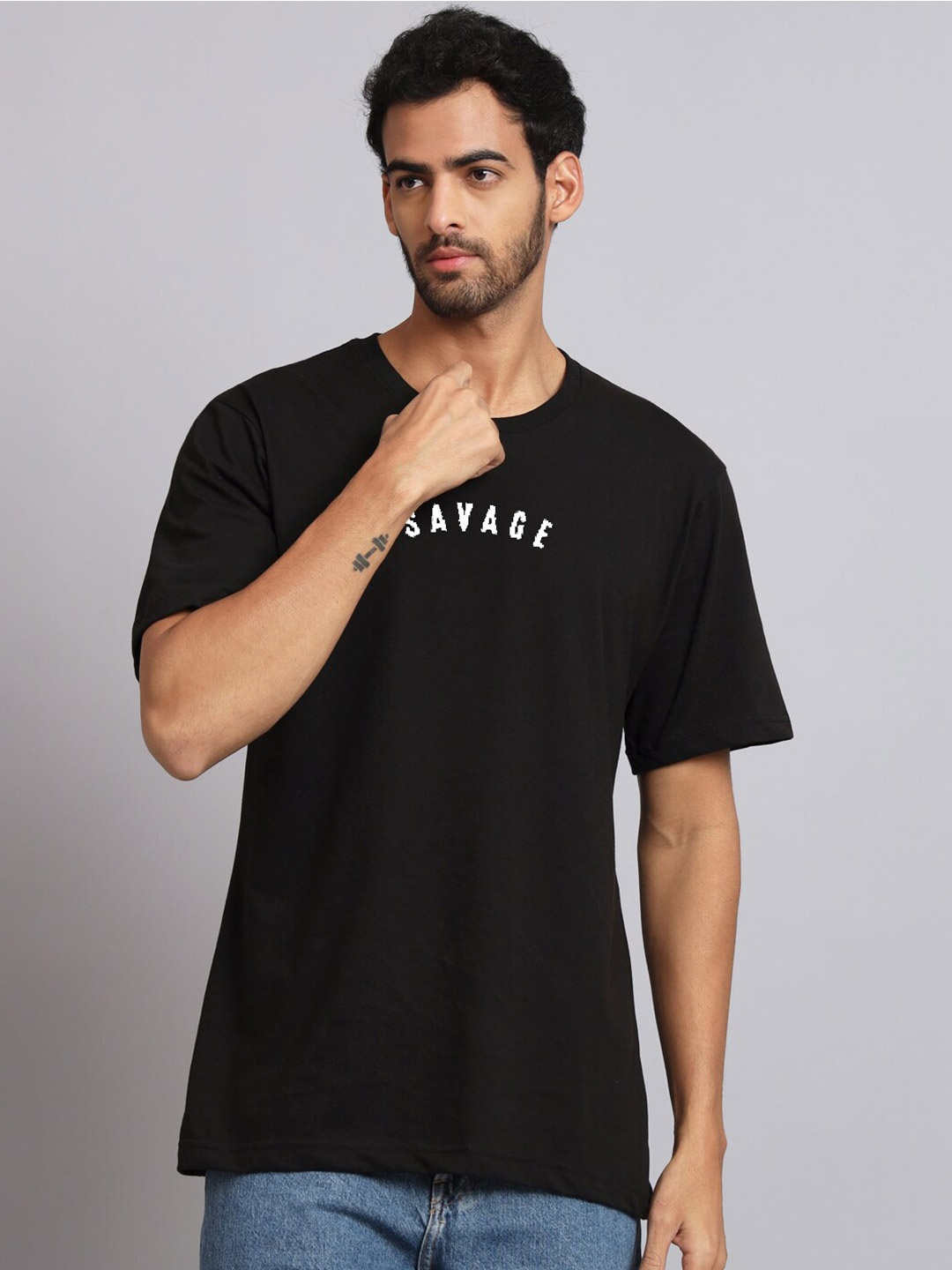 The Modern Soul Typography Printed Oversized T-shirt, Black
